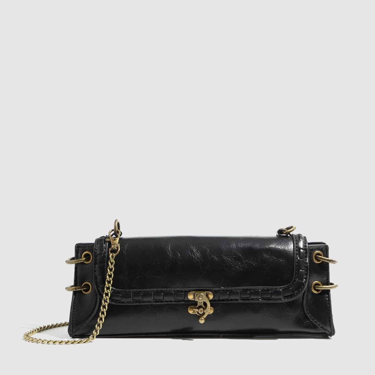 Fashion Trendy Single Shoulder Lock Clasp Antique Gold Crossbody Bag Shoulder Bag Handbag Underarm Bag Women's Bag Wholesale