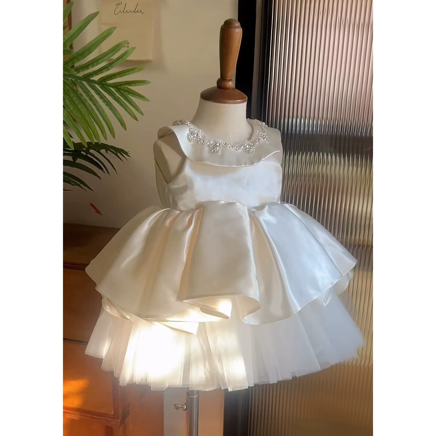 Baby Girl 1st Birthday Dress, Flower Girl Wedding White Princess Dress, Fairy Birthday Wedding Gown, Girls Banquet Dress
