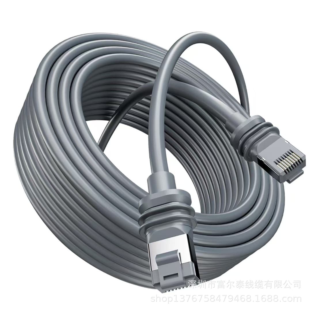 Third Generation Satellite Network Cable CAT5E FTP 26AWG Outdoor Gray Short Body RJ45 Connector Finished Network Cable