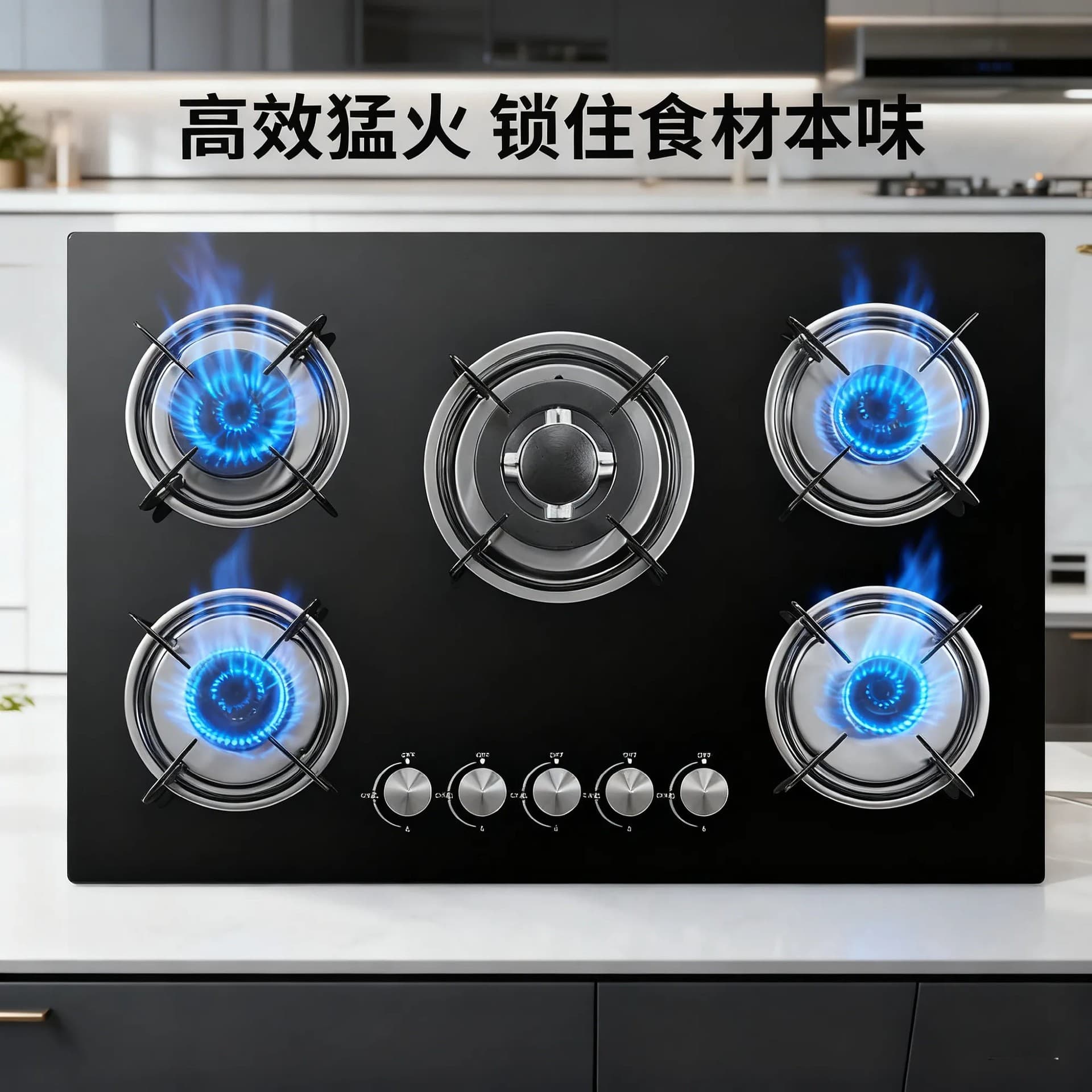 Cross-border Multi-burner Gas Stove 5-Burner Gas Cooktop Built-in LPG Gas Cooker Tempered Glass Gas Stove for Export