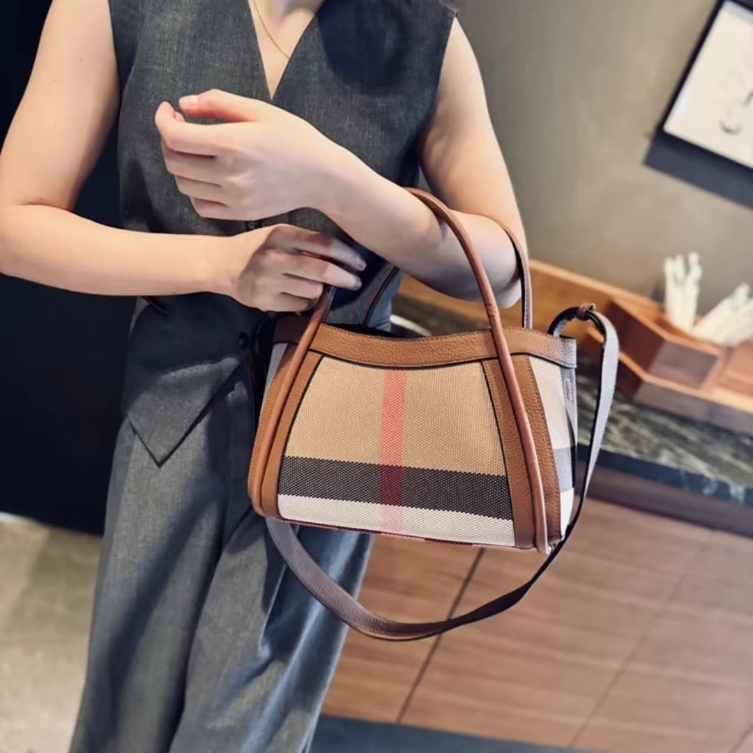 Cross-border mother-in-law bag large capacity women's handbag plaid women's bag 2025 new cowhide bag women's crossbody large bag