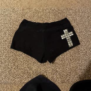 Y2K Summer Casual Fashion Black Cross Comfortable Elastic Waist Tight Micro Shorts for Women