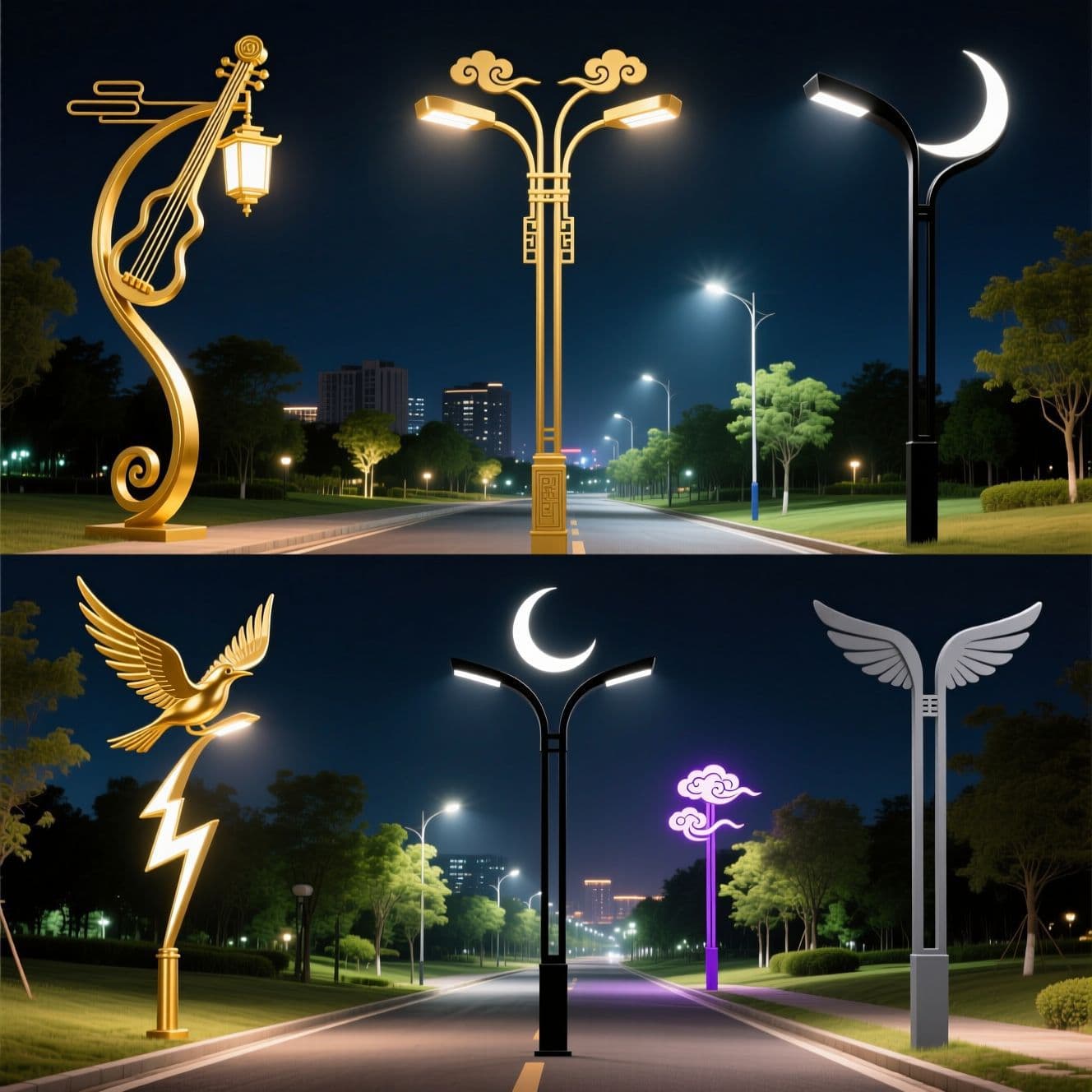 Outdoor High-Power City Circuit Street Light 5m 6m 8m Pole Municipal Road Lighting Super Bright High Mast Landscape Lamp