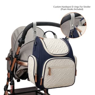 Color-Block Diamond Quilted Large-Capacity Diaper Bag Multi-Functional Compartment Backpack for Mom and Baby, Can Hang on Stroller