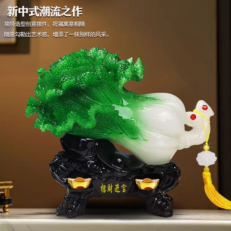 Cornucopia Jade Cabbage Piggy Bank Living Room Wine Cabinet Home Decoration Ornaments Crafts Gifts Chinese Craft Jade