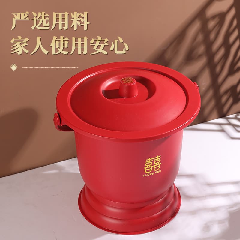 Premium Buy Plastic Large Red Bucket Wedding Supplies Descendant Wedding Bucket with Lid Happiness Bucket Water Bucket Bride Handheld Dowry Pail