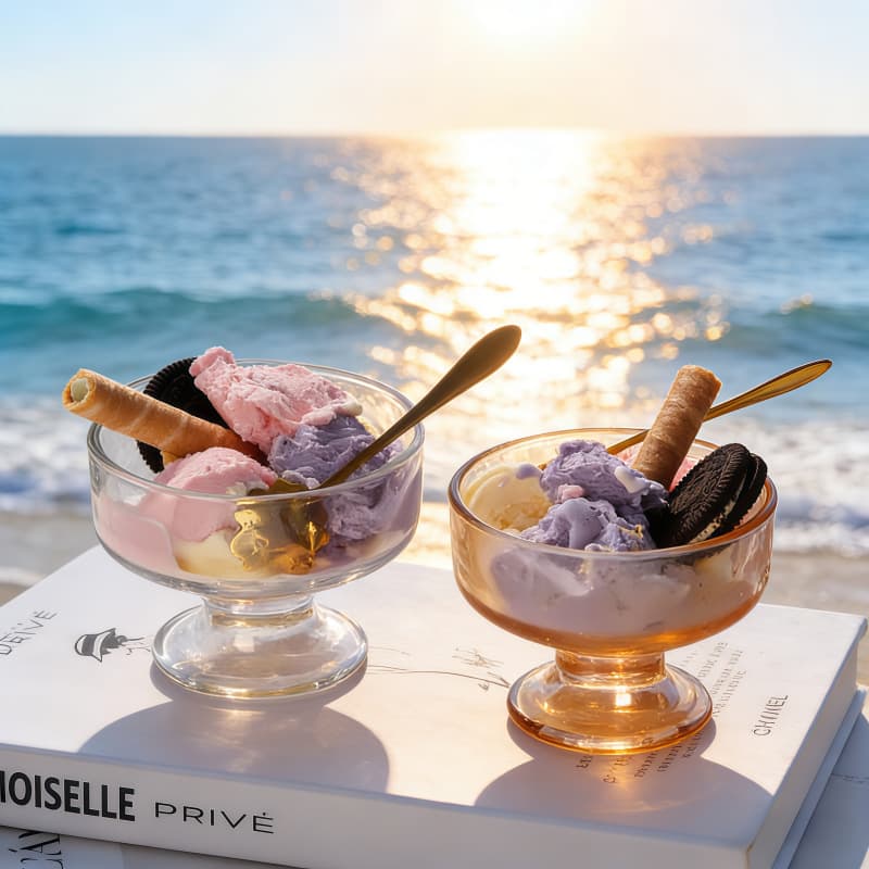 Trendy Dessert Cup Yogurt Cup Ice Cream Cup Glass High Appearance Ice Cream Bowl Milkshake Cup Ins Style Ice Cream Cup