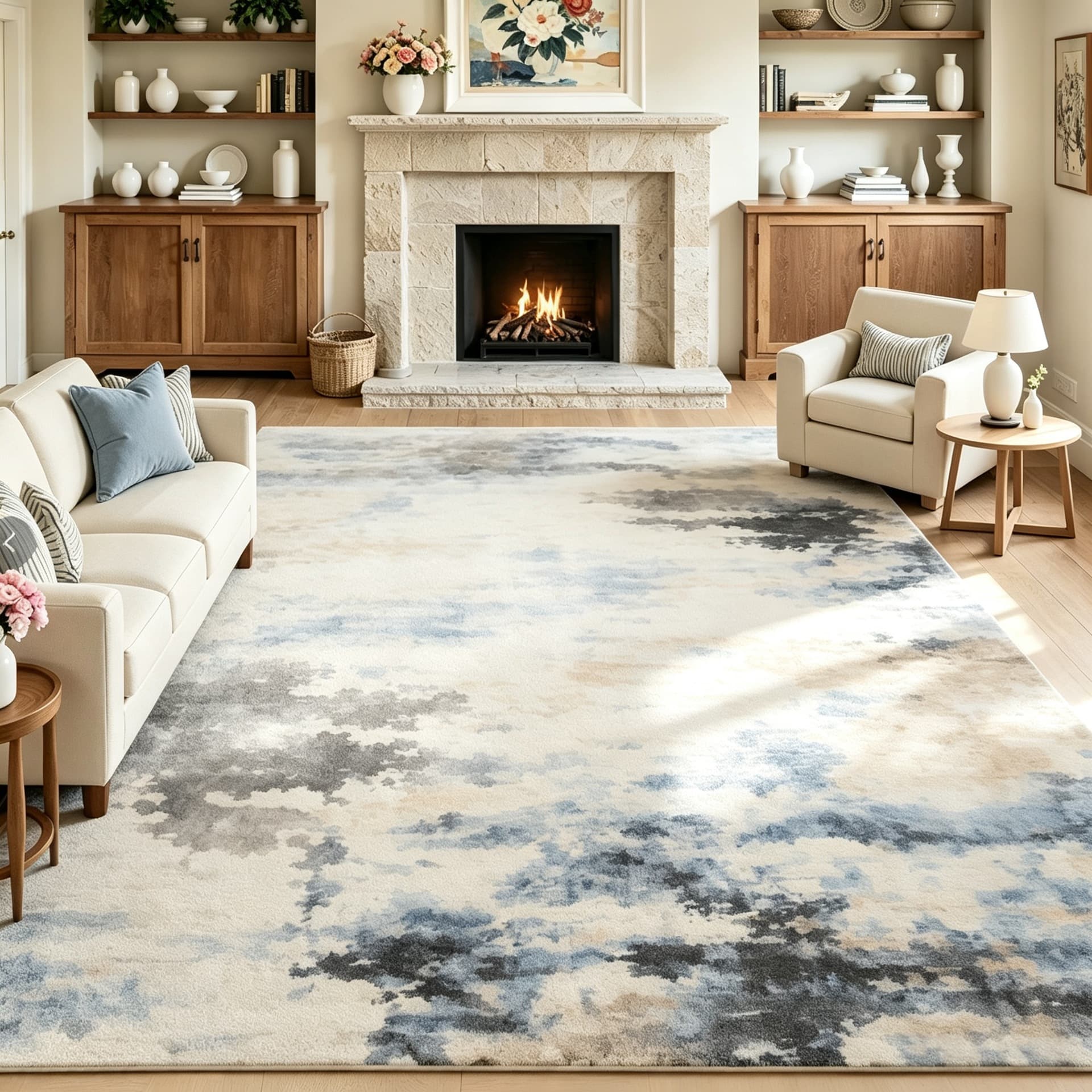 Cross-border Nordic light luxury faux cashmere living room rug machine washable non-slip full coverage coffee table rug bedroom dirt-resistant bedside rug