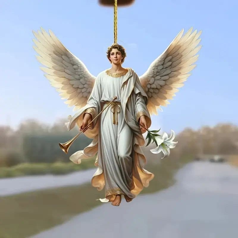 New Cross-Border Acrylic Flat Angel Pendant Car Rearview Mirror Decoration Hanging Ornament Home Holiday Gift