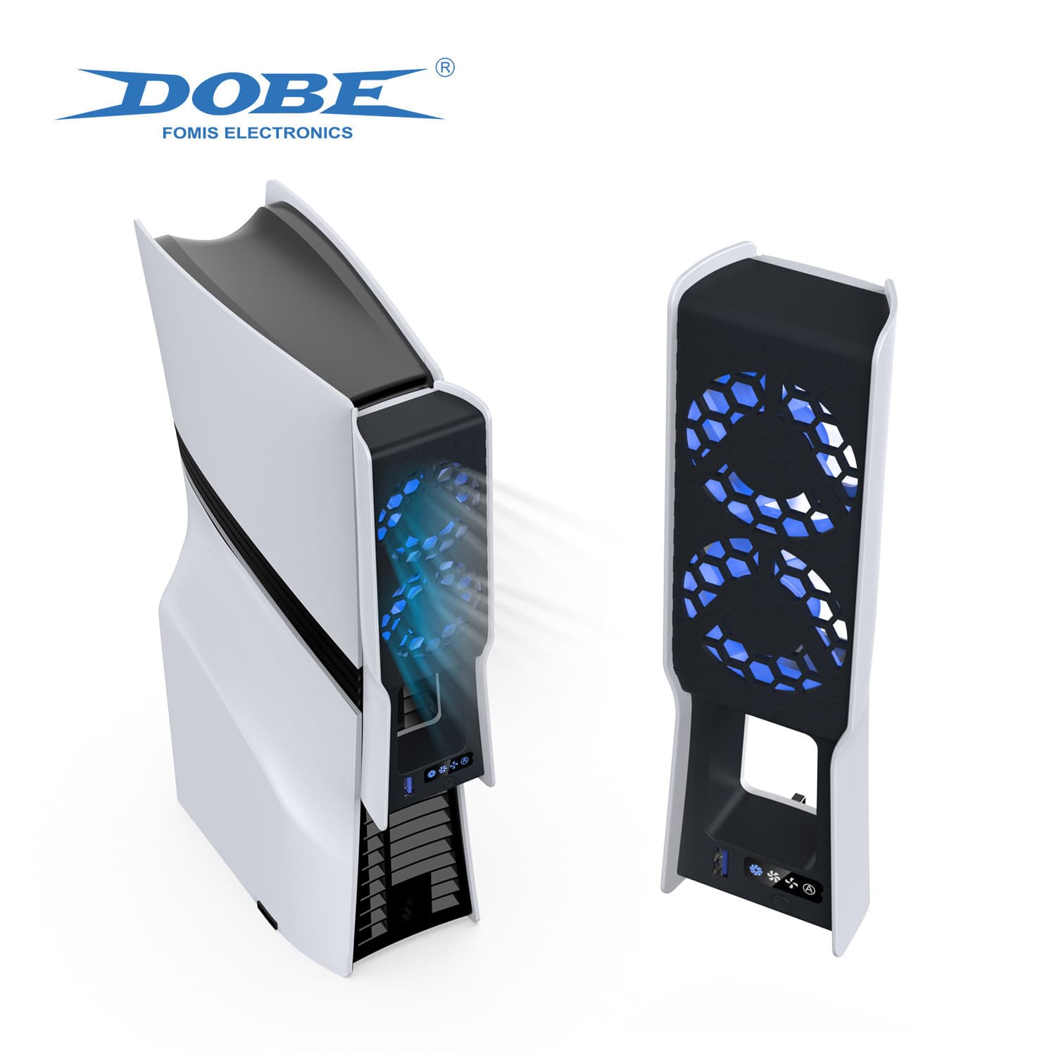 DOBE Cooling Fan for PS5 Slim/Pro Game Console with 4-Speed Cooling and Lighting