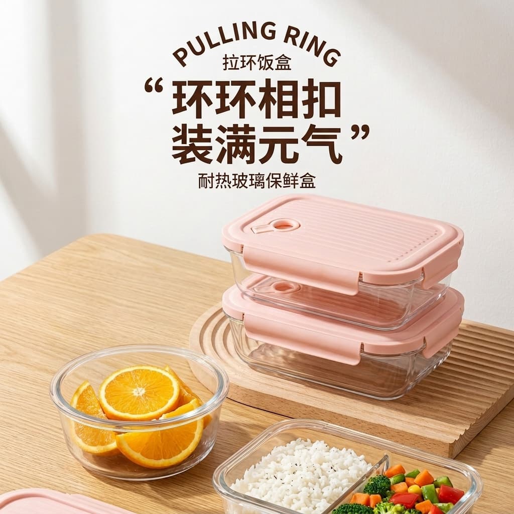 Glass Lunch Box Microwave-Safe Student Meal Container Office Bento Bowl High Borosilicate Glass Food Storage Box