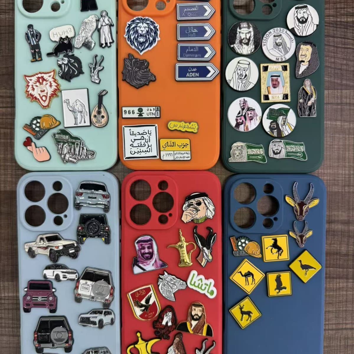Cross-border Middle East Saudi Arabia metal mobile phone sticker cartoon badge alloy dripping oil mobile phone case decoration factory