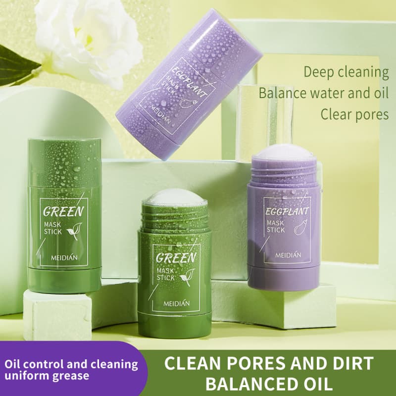 Meidian Cross-border Green Tea Solid Clay Mask Deep Cleansing Hydrating Clay Mask Pore Minimizing Applicator Stick