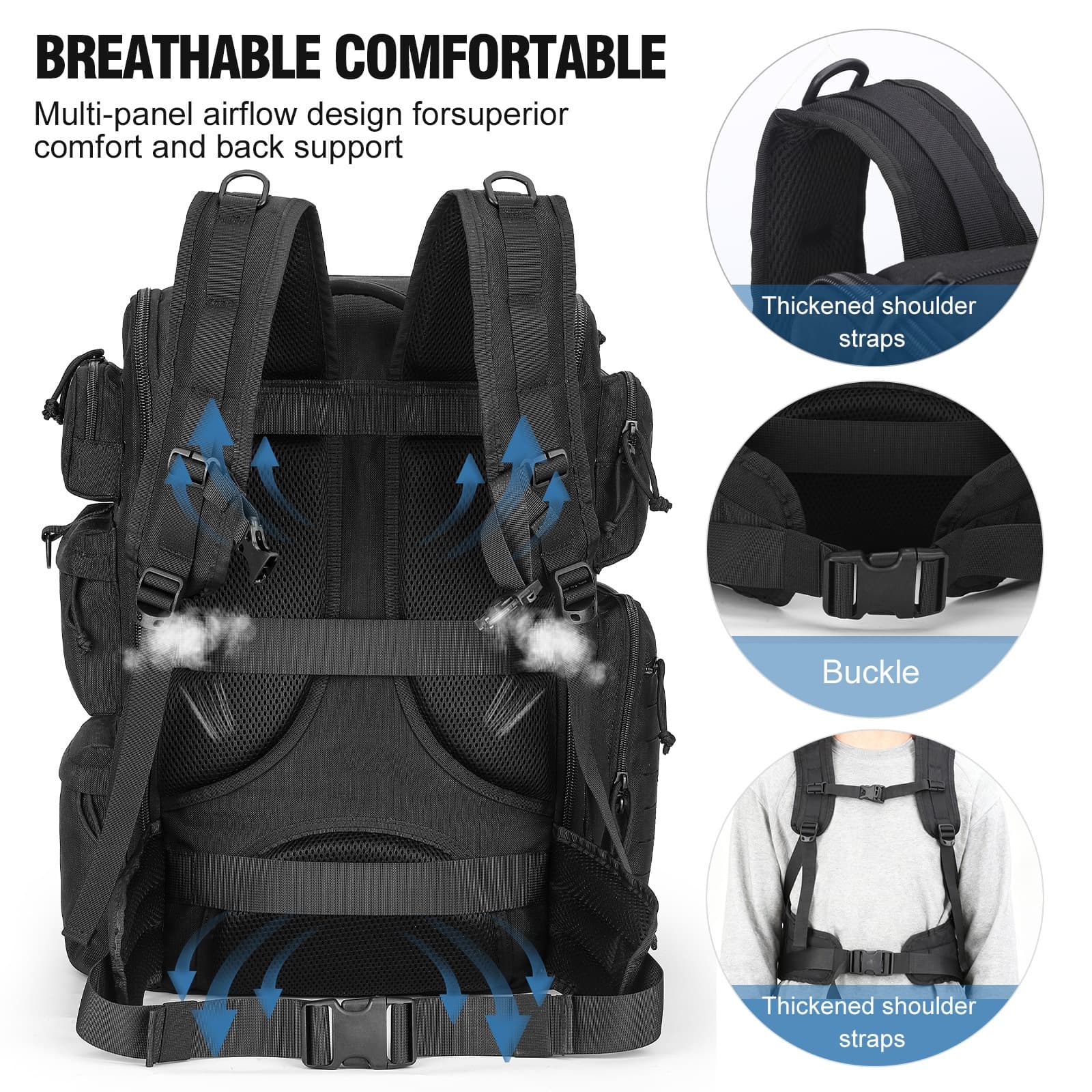 Multi-functional Large Capacity Outdoor Tactical Backpack 50L Water-Resistant Hiking Camping Travel Backpack