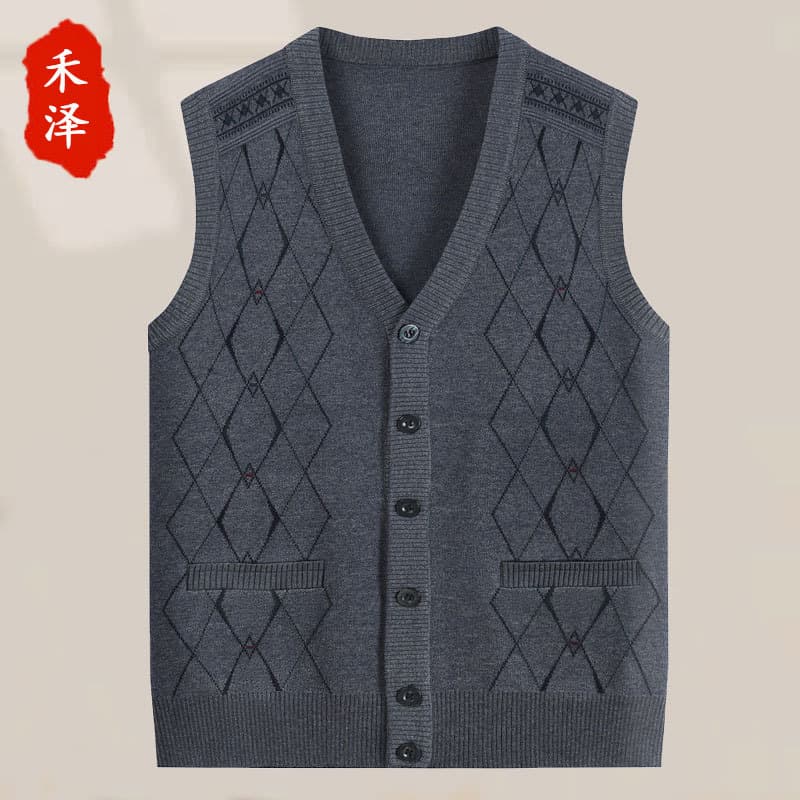 Men's cardigan vest for middle-aged and elderly men, spring and autumn.