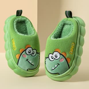 Children's Cotton Slippers Indoor Boys Girls Toddler Kids Autumn Winter Home Thick Bottom Dinosaur Plush Slippers Baby