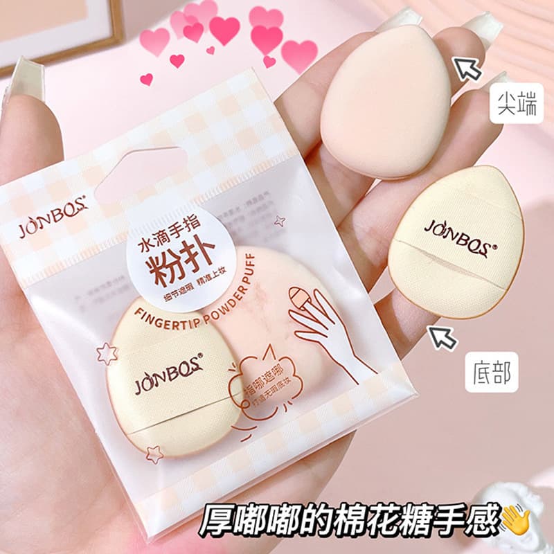 JONBOS Mini Finger Puff Makeup Sponge for Foundation, Cushion, Concealer, Finger Application Cosmetic Sponge
