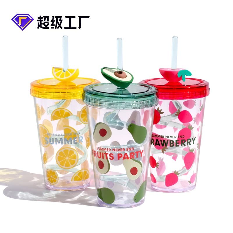 Cross-border summer rotating straw cup for children, plastic water cup, female gift cup, Amazon creative summer cup