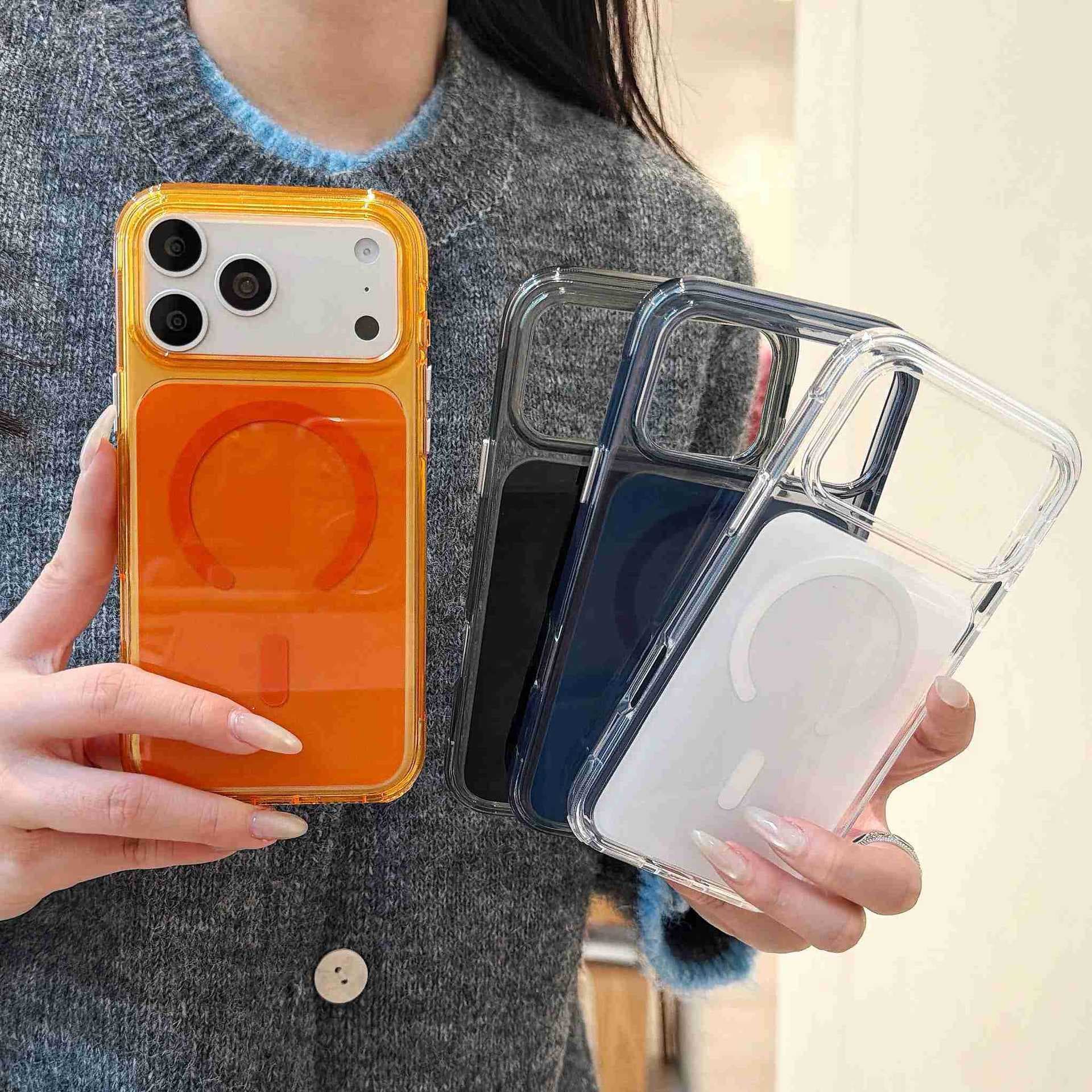 Solid Color Space Case Magnetic Phone Case for iPhone 17 Pro Max, Compatible with Apple 16, Acrylic Anti-Drop Protective Cover