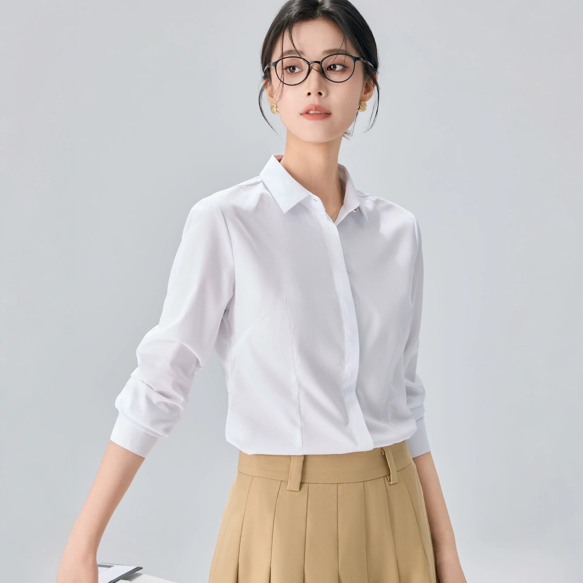 New Style Striped Long-Sleeve Shirt, Versatile Slim Fit, White Stripe Blue Stripe Long-Sleeve Blouse for Women, Wholesale Office Wear