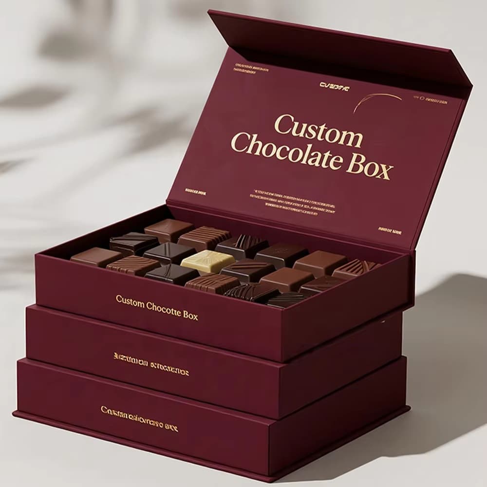 Custom High-End Luxury Chocolate Magnetic Rigid Gift Box UV Coating Matte Lamination Sponge Lining Recycled Material