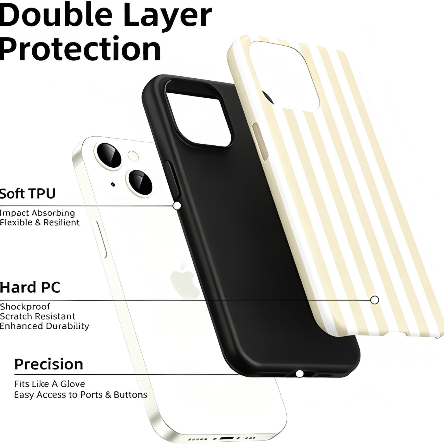 Cross-border Beige Line Film 2-in-1 Phone Case for Apple 17 Pro Max Protective Cover iPhone 16