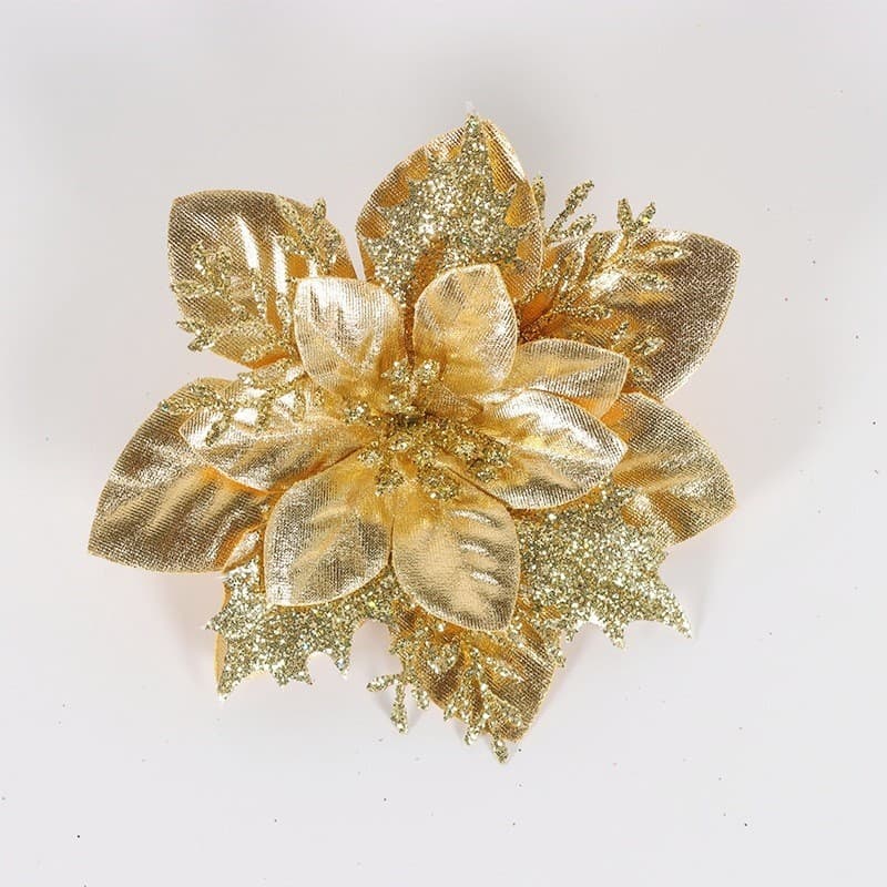 Gold Powder Christmas Flower Christmas Tree Decoration Accessories Christmas Wreath Ornament Christmas Decoration Flower Head Artificial Flower Wholesale