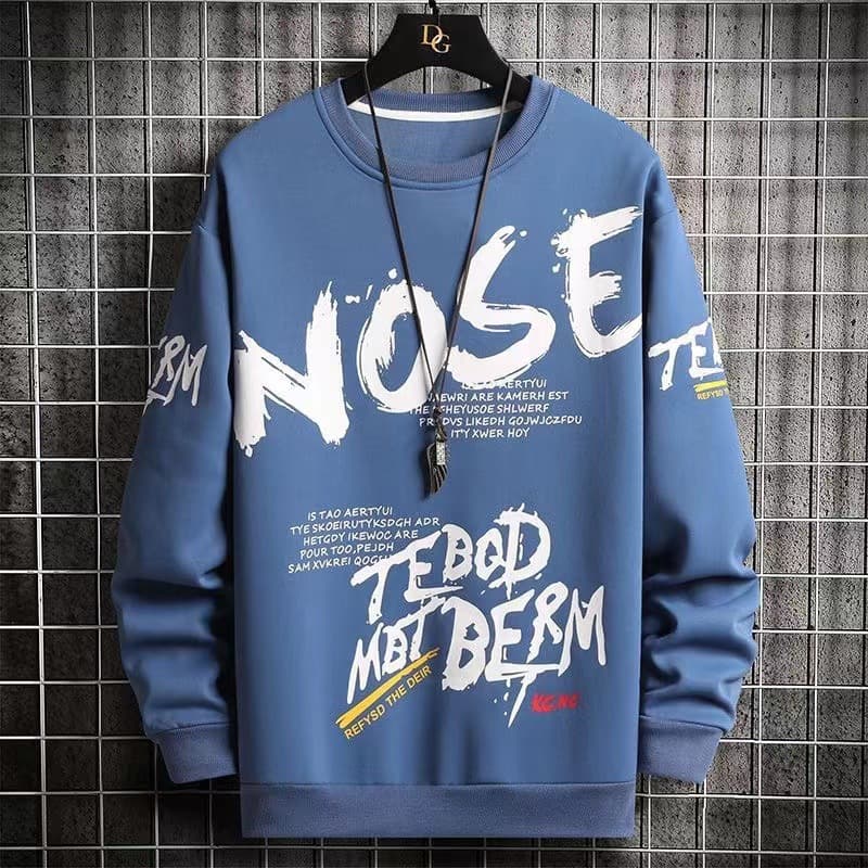 Crew Neck Sweatshirt for Men 2025 Spring/Autumn New Trendy Versatile Loose Fit Plus Size Casual Sports Top with Print