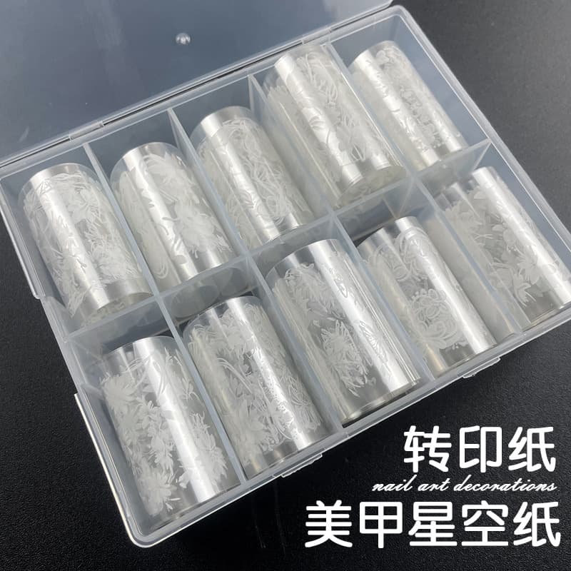Chinese Style Summer Popular Nail Art Snow Cut Grass Transfer Paper Starry Sky 10 Styles Transfer Gel Starry Sky Gel Nail Stickers Butterfly