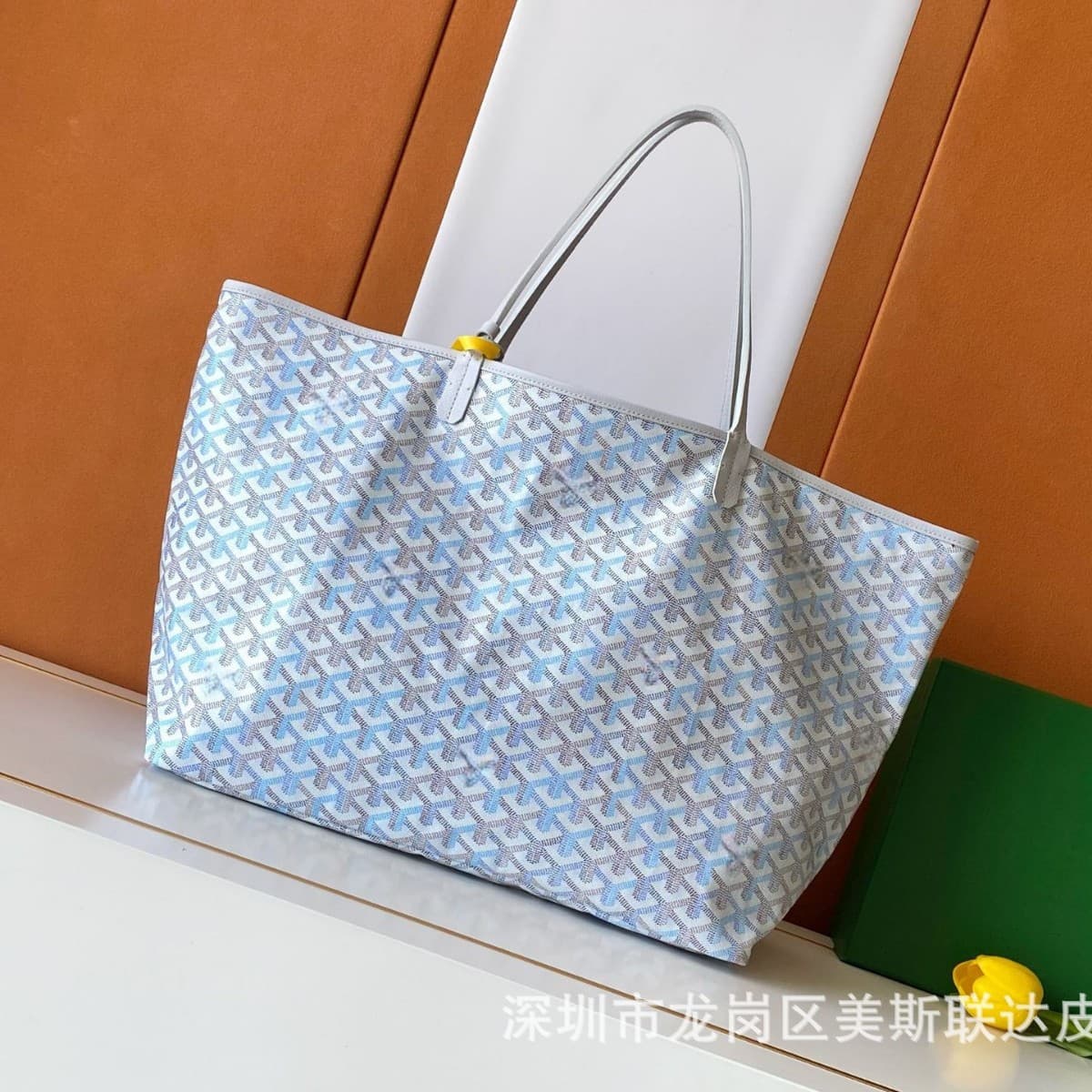 Dingban Goyar Goya Shopping Bag Linen with Top Layer Leather Handle Single-Sided Tote Mother-Child Bag Vintage Style