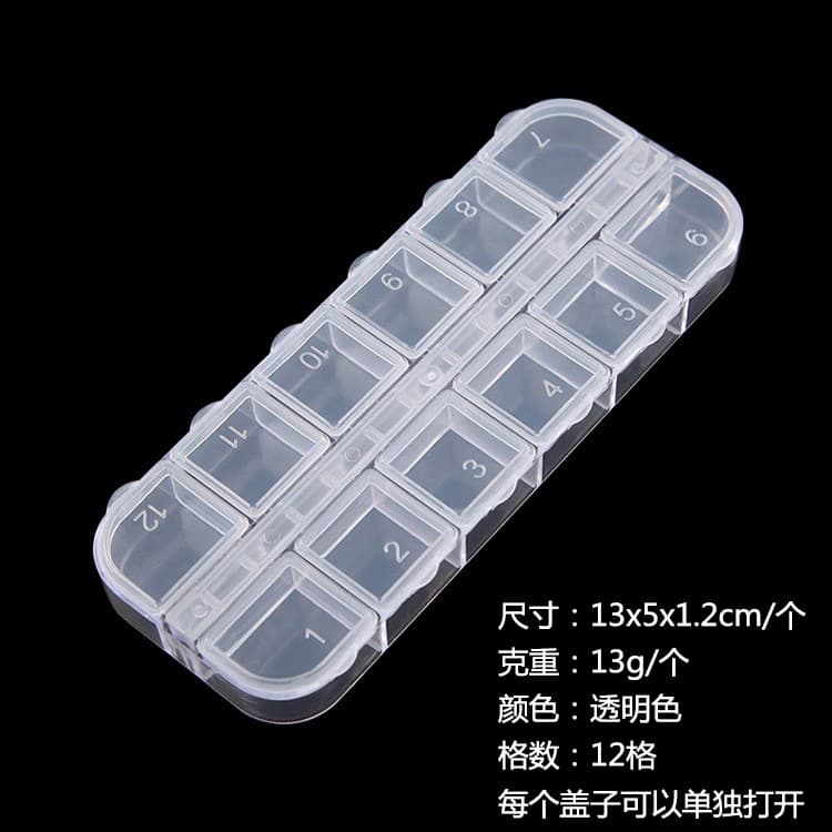 Nail Art Accessories 12-Grid 6-Grid Storage Organizer Box Transparent Plastic Loose Powder Accessories Sorting Box Plum Blossom Case