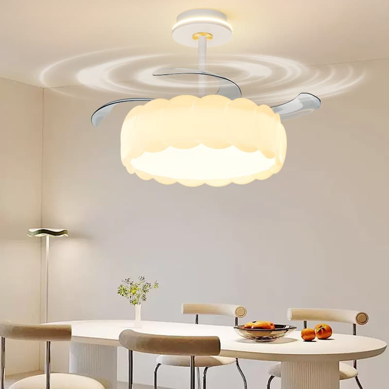 Restaurant Fan Light Cream Style Kids Room Cozy Creative Pumpkin Light Modern Minimalist Silent Ceiling Fan Dining Room Pendant