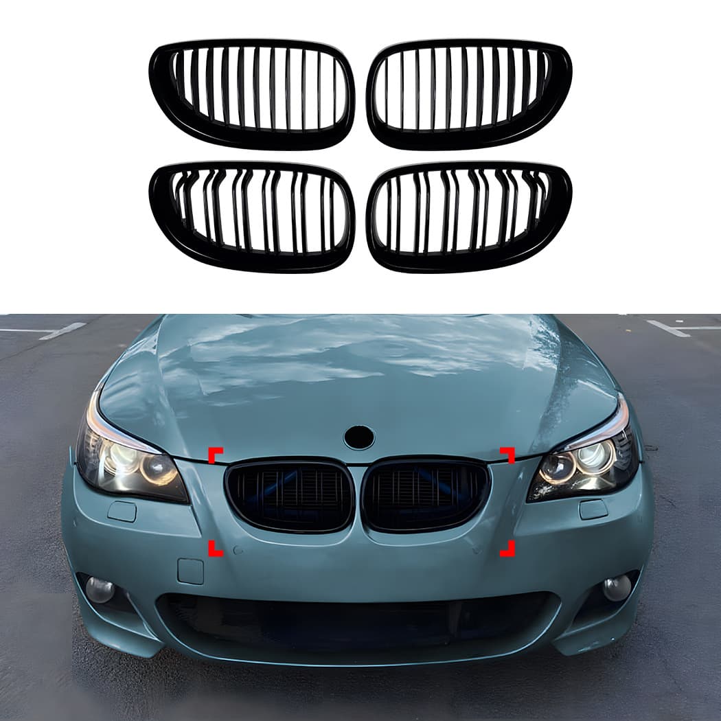 Suitable for cross-border modification of BMW 5 Series E60 E61 2004-2010 horizontal bar and parallel bar grille exterior decoration