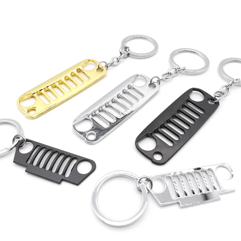 Jeep Grille Model Metal Car Keychain Zinc Alloy Keyring Automotive Theme Gift Pendant Modern Minimalist Style Non-Patented