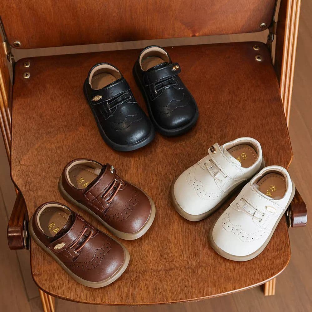 Boys' Leather Shoes, Baby Leather Shoes, Spring British Style New Kids Anti-Slip Soft Sole Toddler Walking Casual Shoes