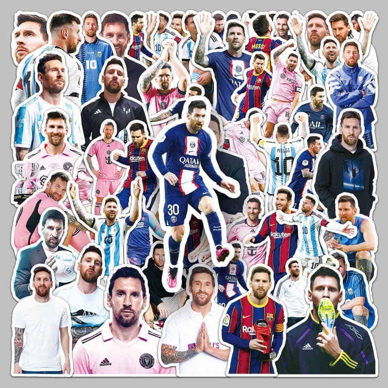 50 Messi Stickers Football Sports Star Messi Waterproof Decals for Water Bottle Phone Case Computer Sticker