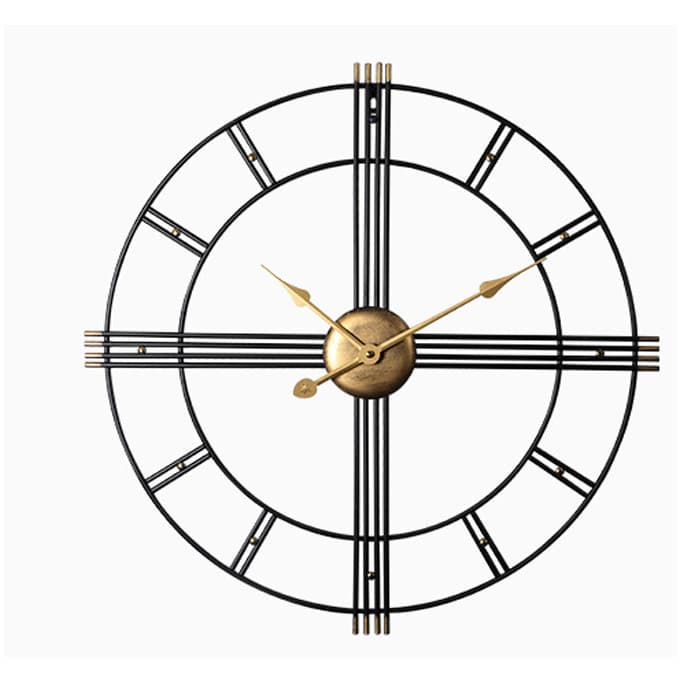 Amazon Hot Selling Retro Simple Clock Living Room Wall Clock Nordic Style Iron Art Silent Clock Factory Wholesale