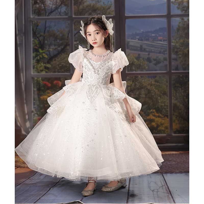 Girls' Formal Dress, Flower Girl Wedding Dress, Niche Light Luxury Piano Performance Birthday Princess Gown Banquet