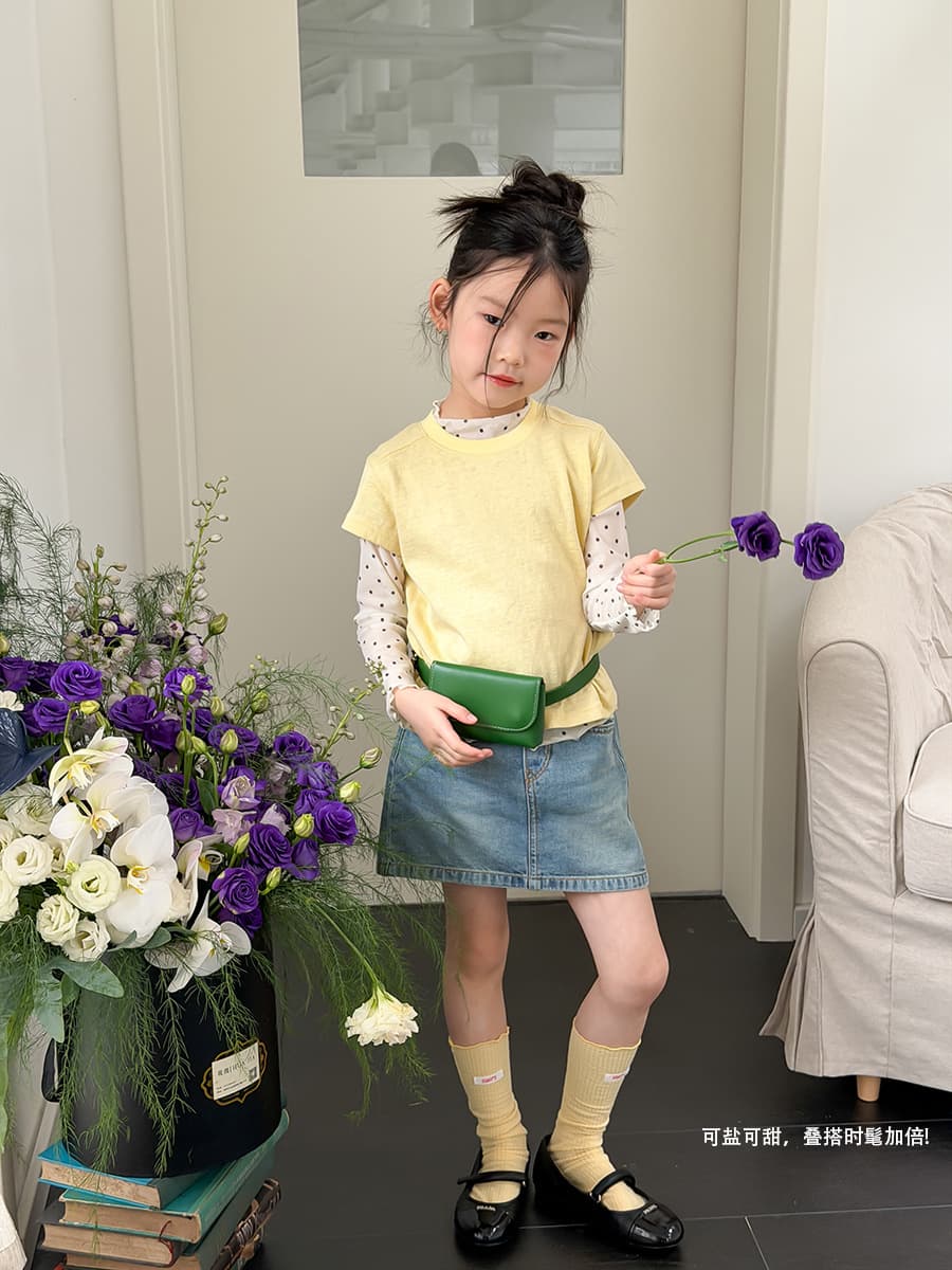 Aimo Beibei Girls Korean Style Back Floral Fresh Romantic Soft Healing Short Sleeve Sweet Lightweight T-Shirt