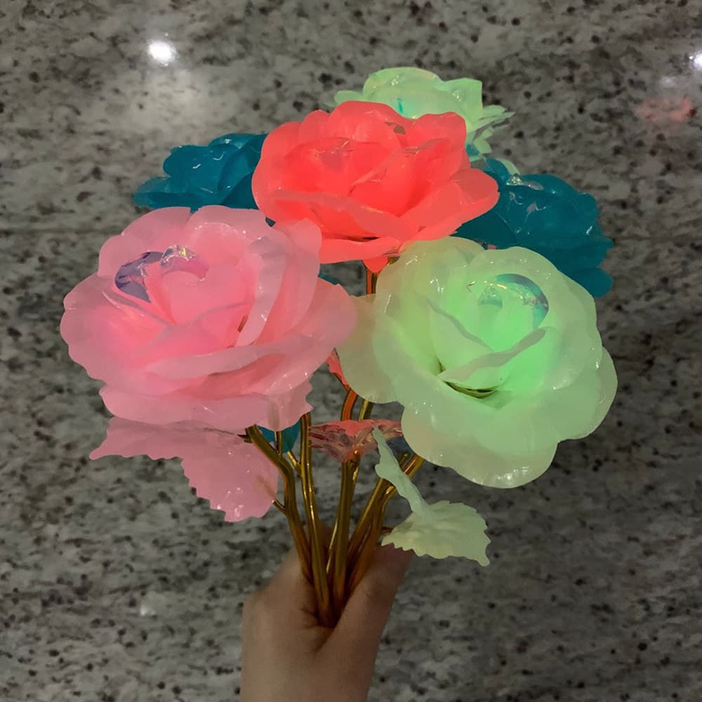 Gold Foil Glowing Rose with Fluorescent Glow, Artificial Rose, 520 Valentine's Day Gift, Cross-border