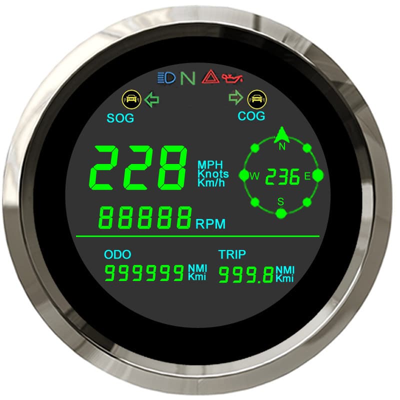 Motorcycle 85mm GPS Speedometer with Total Mileage, Trip Mileage, Speed, and RPM Two-in-One Multifunctional LCD Display