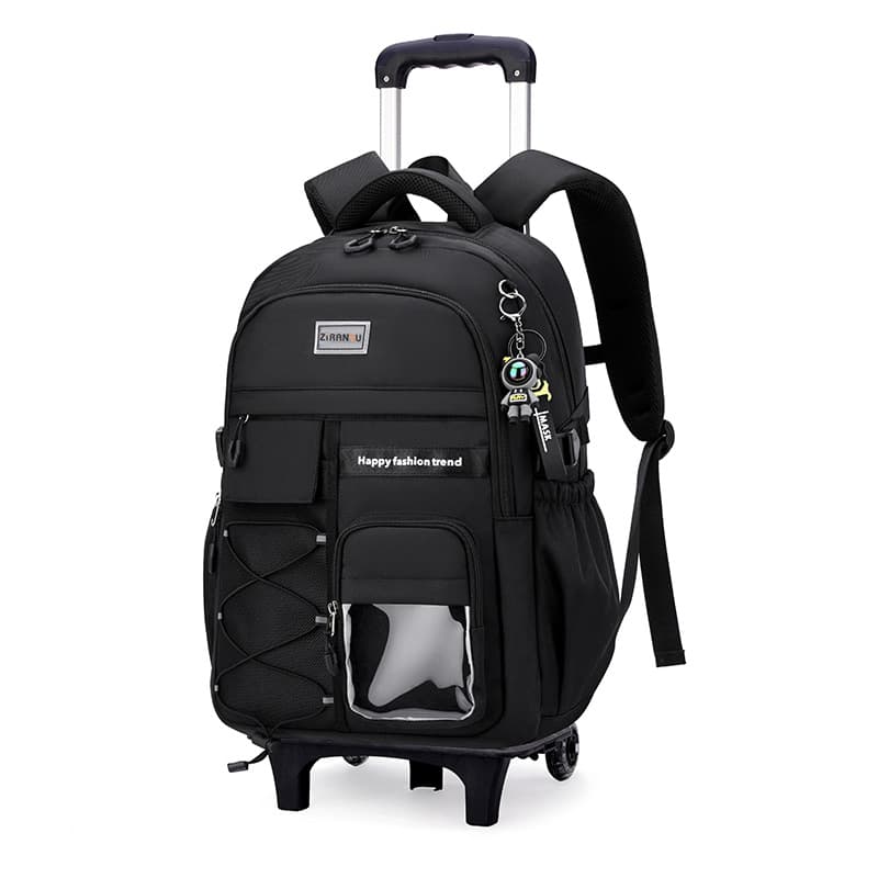 New Kids' Trolley Backpack for Elementary (Grades 3-6) and Middle/High School Students, Large Capacity, Six-Wheel Stair-Climbing Pull Bag