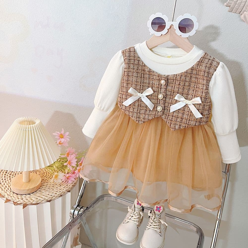 Girls 2026 New Little Girls Spring and Autumn Dresses Western-style Children's Baby Long-Sleeved Skirts Fragrant Princess Dresses