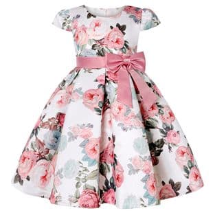 2026 Cross-border Girls' Dress Children's Princess Dress Vintage Print Gown Festival Host Kids' Dress Hot Sale