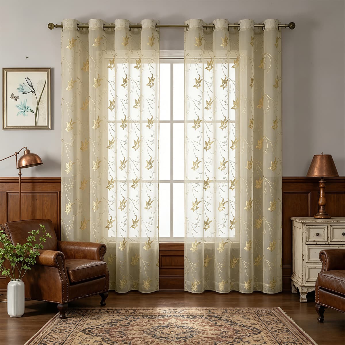 SHEIN Drop Shipping Cross-border Quan Duo Li Hot Stamping Maple Leaf Meteor Blackout Window Sheer Southeast Asia Blackout Finished Curtain