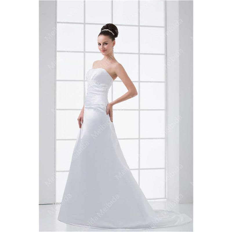 New Satin Wedding Dress for Bride, European and American Style Formal Occasion Ball Party Gown with Hand-Sequined Details