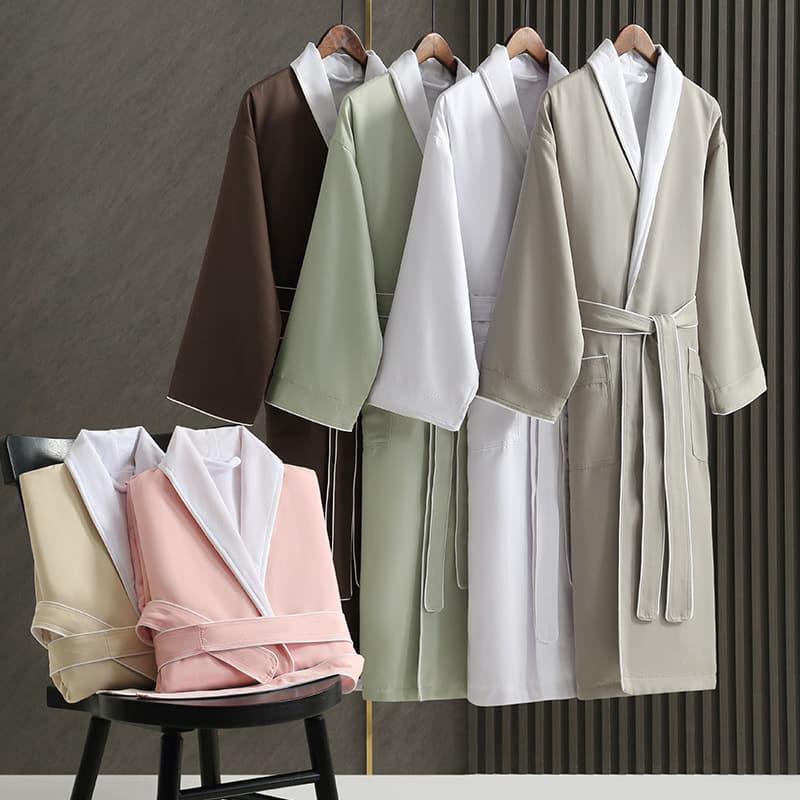 New autumn/winter hotel bathrobe with shawl collar, double-layered thickened gabardine fabric, highly absorbent and high-end.