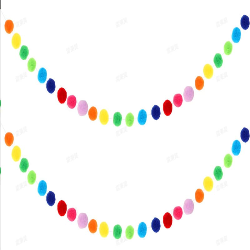 Ins Nordic style home decor photo prop for kids room and girls room, macaron color Christmas pom-pom string hanging ornament