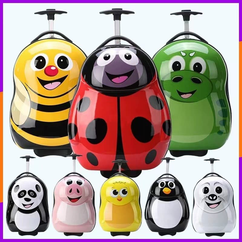 16-inch children's suitcase, outdoor travel suitcase, boarding case, cartoon cute animal trolley case, logo can be printed
