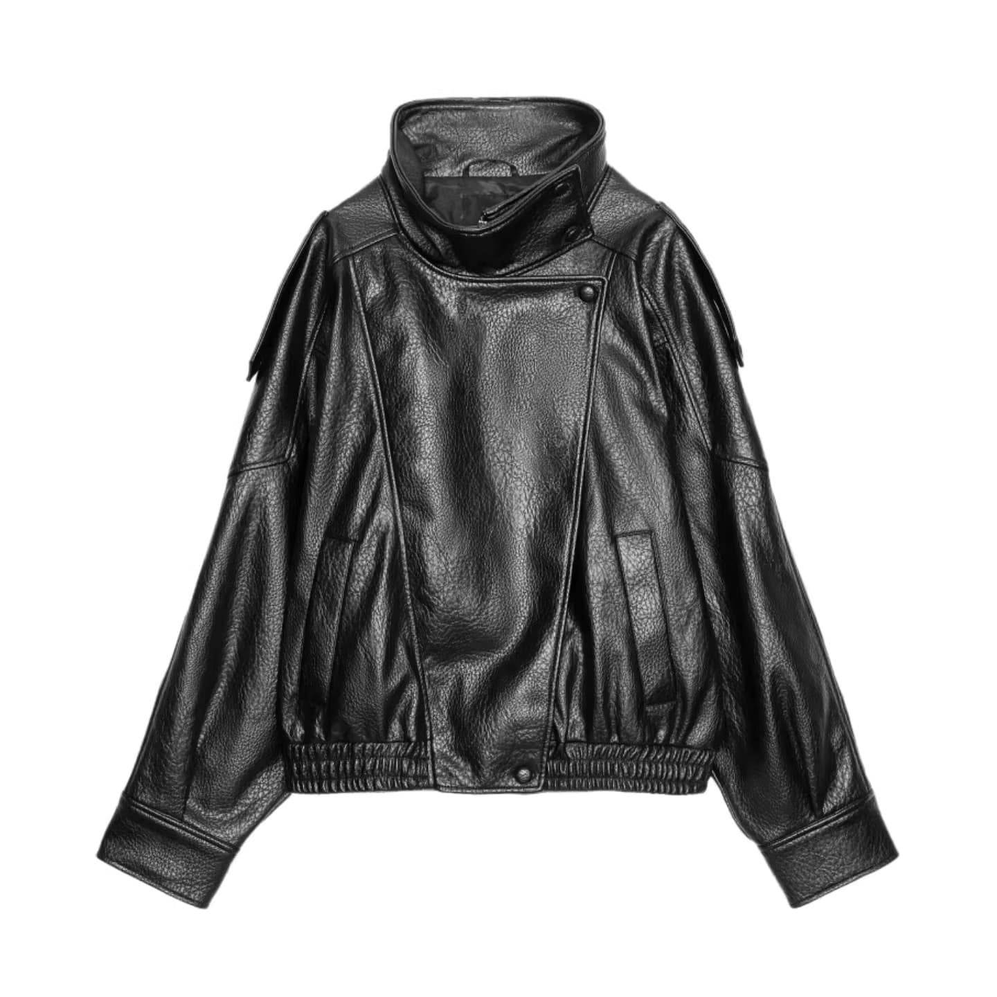 Overseas Trade Cross-border 2025 ZA Series European and American Retro Motorcycle Style Leather Jacket Stand Collar Coat 4391872